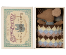 Load image into Gallery viewer, Maileg Sleepy Wakey Baby Mouse in Matchbox - Blue
