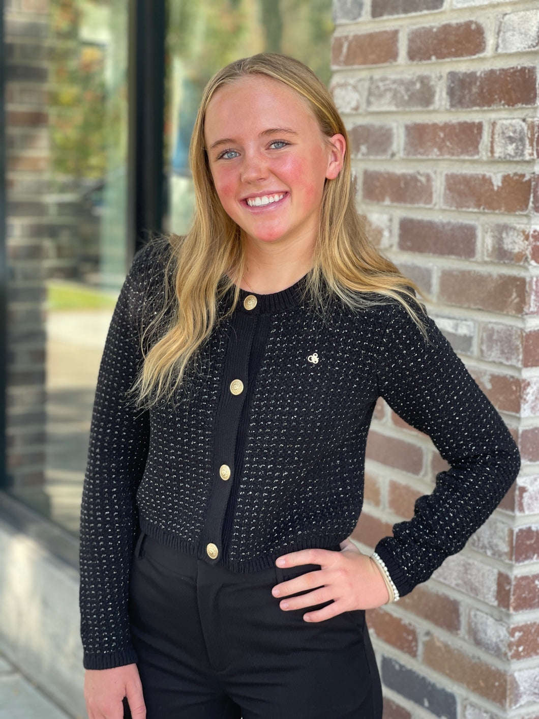 Metallic Tweed Cropped Cardigan