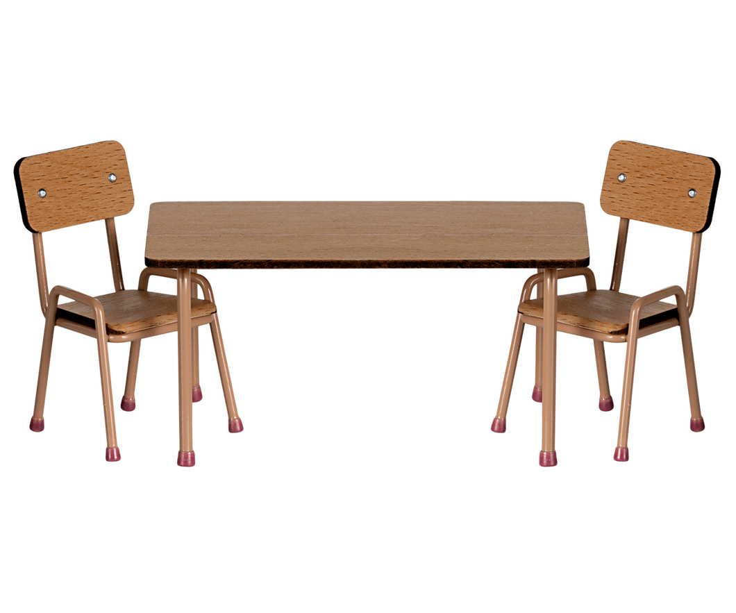 Maileg Table and Chair Set, Mouse - Dark Powder