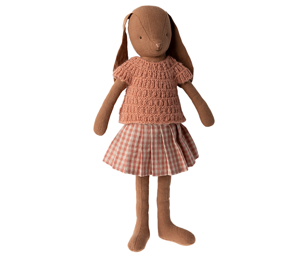 Maileg Bunny, Size 3 - Chocolate Brown - Knitted Shirt and Skirt  CSS