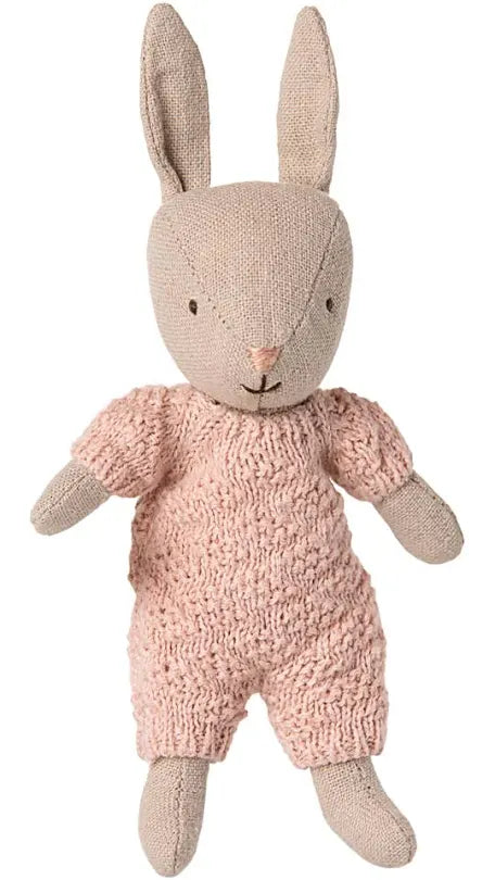 Maileg Rabbit, Micro - Sand - Rose Knitted Suit  MSR