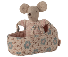 Load image into Gallery viewer, Maileg Baby Mouse in Carry Cot - Rose  McR
