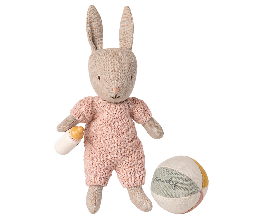 Maileg Rabbit Set, Micro - Sand - Rose  MSR