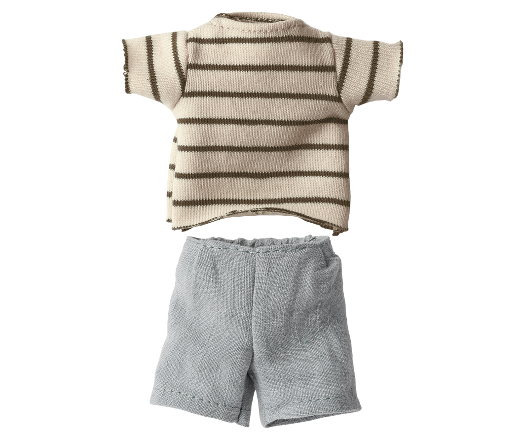 Maileg Striped Blouse and Shorts, Size 1