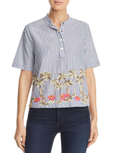 Load image into Gallery viewer, Scotch &amp; Soda Blue Stripe Top with Tropical Embriodery
