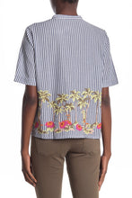 Load image into Gallery viewer, Scotch &amp; Soda Blue Stripe Top with Tropical Embriodery
