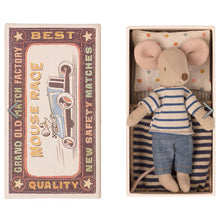 Load image into Gallery viewer, Big Brother Mouse in Matchbox - Blue Stripe (STR), Maileg
