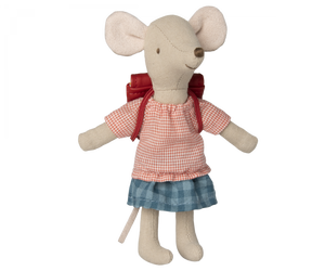 Maileg Tricycle Mouse, Big Sister with Bag - Red Bt