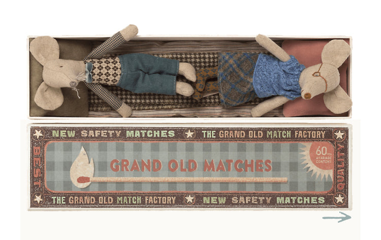 Grandpa and Grandma Mice in Match Box