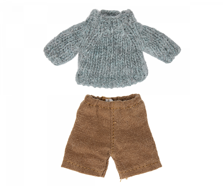 Maileg Knitted Sweater and Pants for Big Brother Mouse